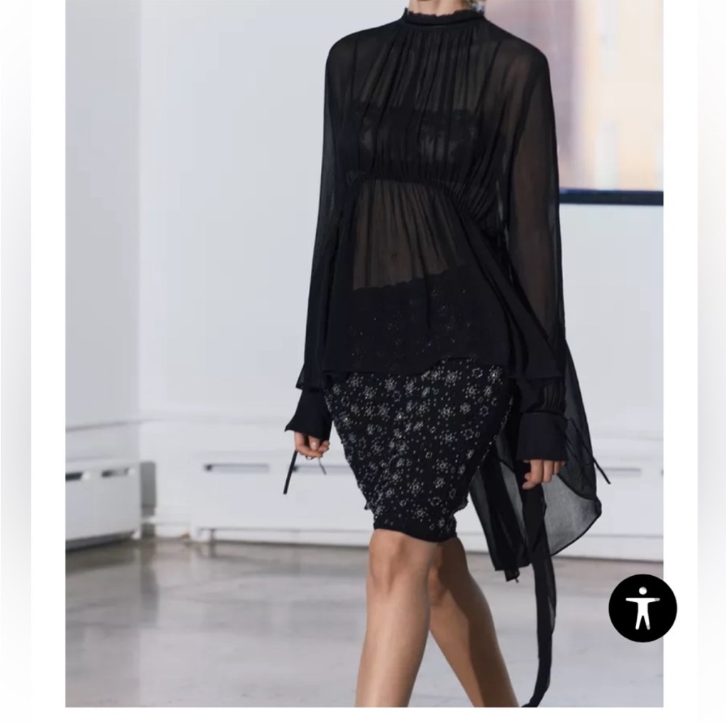 Zara Black Sheer Multi Purpose Blouse Zw Collection